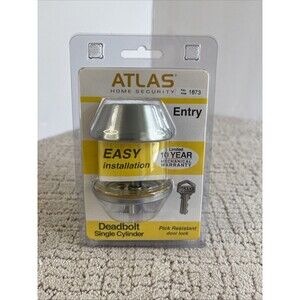 Atlas Home Security Deadbolt Single Cylinder Satin Chrome